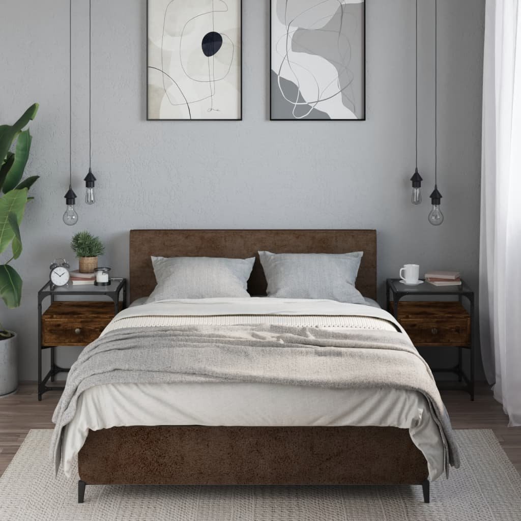 vidaXL Szafki nocne, 2 szt., przydymiony dąb, 40x40x55 cm