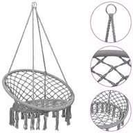 Fotele ogrodowe wiszące - vidaXL Fotel hamakowy 80 cm szary 93157 - miniaturka - grafika 1