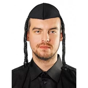 Kraszek Czapka jarmułka z pejsami - 1 szt. JARMULKA - Dodatki do strojów karnawałowych - miniaturka - grafika 1