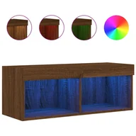 Szafki RTV - vidaXL Szafka pod telewizor z oświetleniem LED w kolorze brązowego dębu 80x30x30 cm - miniaturka - grafika 1