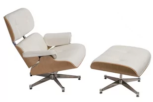 D2.Design Fotel Vip z podnóżkiem biały/natural oak /srebrna baza 217833 - Fotele - miniaturka - grafika 1