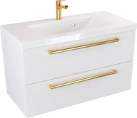 Szafki łazienkowe - Szafka z Umywalką ATHOS 80 cm MAT - Uchwyt Złoty - miniaturka - grafika 1