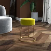 Taborety i hokery - vidaXL Okrągły stołek, musztardowy, obity aksamitem - miniaturka - grafika 1