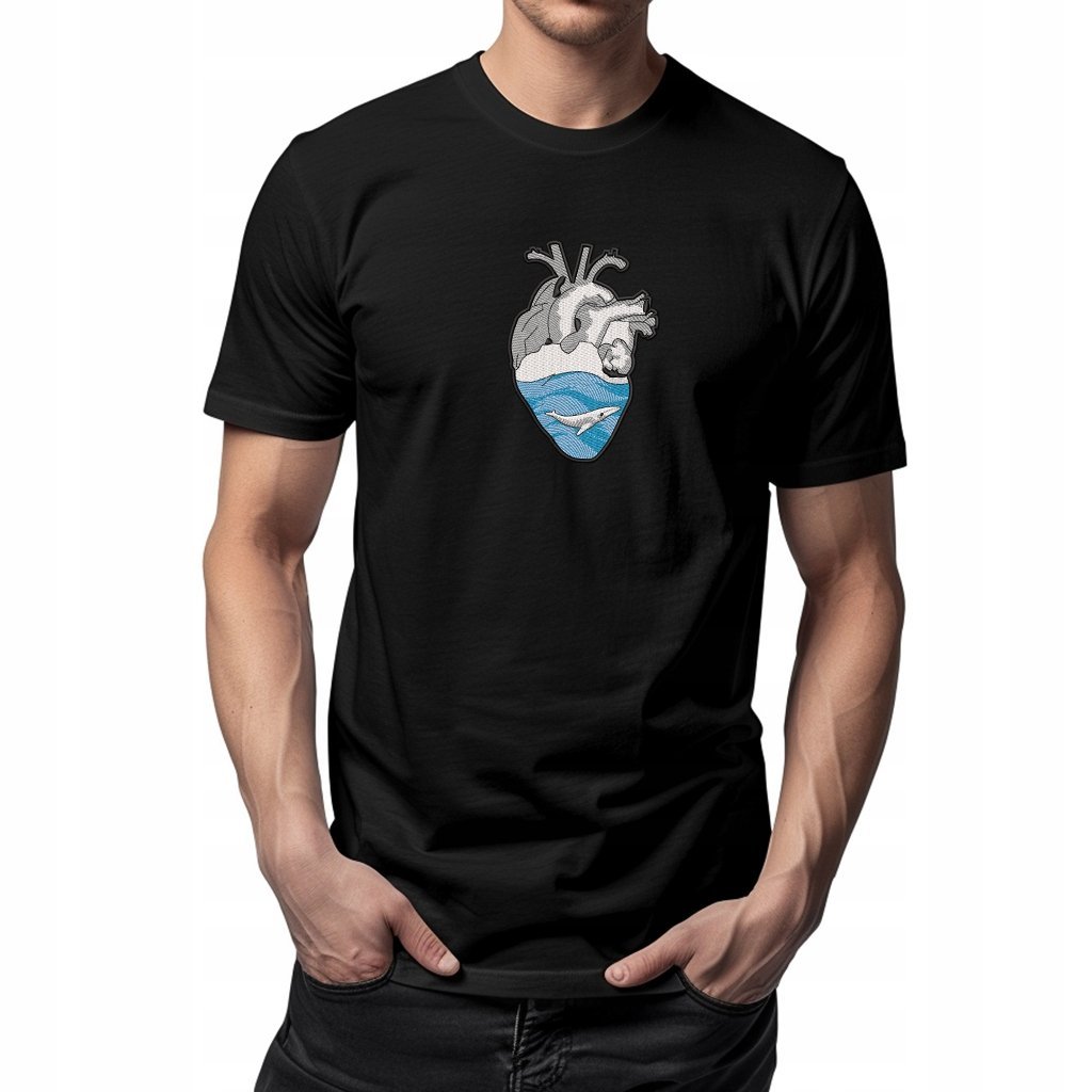 Koszulka z haftem - Serce Oceaniczne 100% bawełna, premium XL