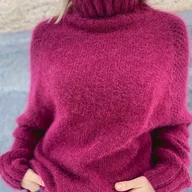 Swetry damskie - TEMU Elegancki sweter damski z długim rękawem i wysokim dekoltem - gładki pulower z obniżonymi ramionami, miękki i przytulny na jesień/zimę, idealny - miniaturka - grafika 1