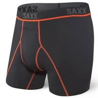 Majtki męskie - Bokserki do biegania męskie sportowe SAXX KINETIC HD Boxer Brief - czarne z czerwonymi szwami - miniaturka - grafika 1