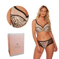 Biustonosze - Biustonosz Semi-Soft Alia 1234 półusztywniany beżowy czarny  65F - miniaturka - grafika 1