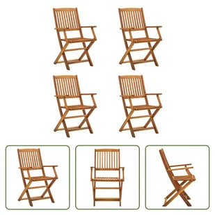Składane krzesła ogrodowe The Living Store 4 szt. Lite drewno akacjowe - Fotele i krzesła ogrodowe - miniaturka - grafika 1