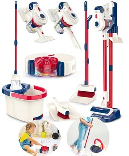 Zestaw Sprzątający 8w1 Odkurzacz Pionowy dla Dzieci Robot Mop Miotła 3 L+ - Zabawy w naśladowanie dorosłych - miniaturka - grafika 1