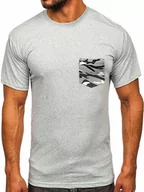 Koszulki męskie - Szary bawełniany t-shirt męski z kieszonką Bolf 14507 - miniaturka - grafika 1