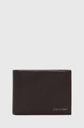 Portfele - Calvin Klein portfel skórzany męski kolor brązowy - miniaturka - grafika 1