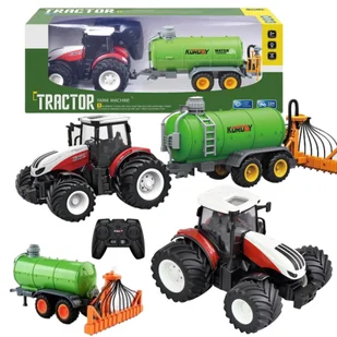 Traktor Zdalnie Sterowany Z Przyczepą Pilot Ciągnik Cysterna Beczkowóz Rc - Samochody i pojazdy dla dzieci - miniaturka - grafika 1