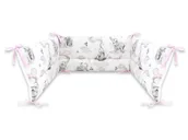 Ochraniacze do łóżeczka - Ochraniacz do łóżeczka 180 cm SŁONIE NA TĘCZY RÓŻ - miniaturka - grafika 1