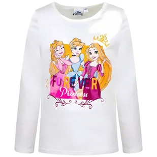Koszulka dziewczęca Disney Princess z długim rękawem bawełniana ecru-98 - Koszulki dla dziewczynek - miniaturka - grafika 1