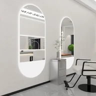 Meble fryzjerskie - Konsola konsoleta fryzjerska barberska lustro fryzjerskie LED rama aluminiowa 200x80 PRO - miniaturka - grafika 1