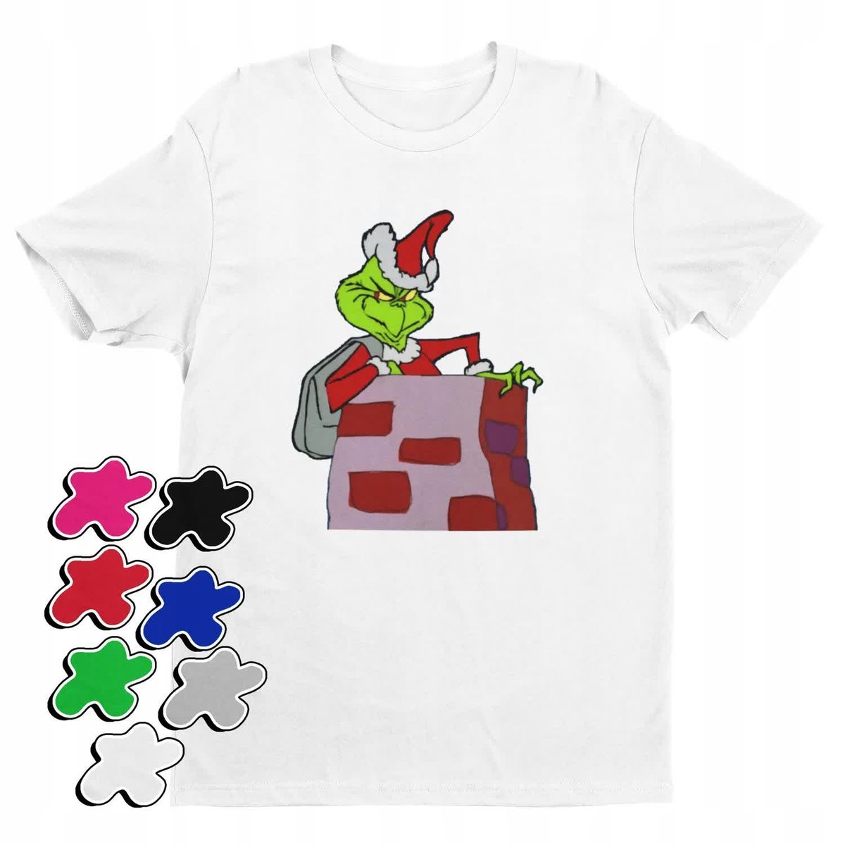 Koszulka T-Shirt Dziecięca Z Nadrukiem Grinch Święta Prezent -M 134-140