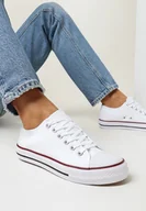 Trampki damskie - Biało-Czerwone Trampki przed Kostkę Fissi - miniaturka - grafika 1