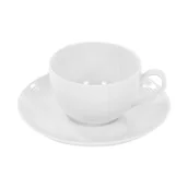 Filiżanki - Filiżanka 250 ml ze spodkiem Yvette Biała Linea E755 - miniaturka - grafika 1