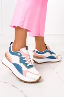Sneakersy damskie - Wielokolorowe sneakersy na platformie buty sportowe sznurowane Casu 7-K2210D - miniaturka - grafika 1