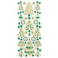 Scrapbooking - Naklejki Brokatowe Choinki Gold &Amp; Green 44 Szt. Dalprint - miniaturka - grafika 1