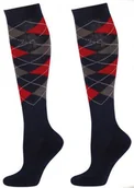 Skarpetki jeździeckie - HARRY''S HORSE Podkolanówki jeździeckie CHECK navy-grey-red - miniaturka - grafika 1