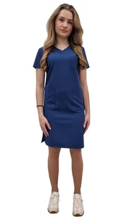 Sukienka medyczna granatowa casual premium roz. 46 - Sukienki - miniaturka - grafika 1