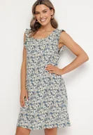 Sukienki - Niebieska Rozkloszowana Sukienka Bawełniana bez Rękawów w Wzór Paisley Tullio - miniaturka - grafika 1