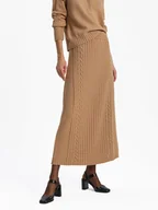 Spódnice - BGN Spódnica dzianinowa w kolorze jasnobrązowym - miniaturka - grafika 1