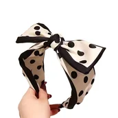 Ozdoby do włosów - Opaska do Włosów Super Kolory i Wzory Pin Up Biała Kokarda w Czarne Grochy - miniaturka - grafika 1