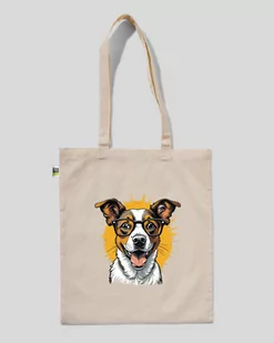 TORBA BAWEŁNIANA NA ZAKUPY PIES JACK RUSSELL Naturalny - Torby i wózki na zakupy - miniaturka - grafika 1