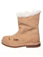 Kozaki damskie - kmins Skórzane kozaki zimowe w kolorze beżowym - miniaturka - grafika 1