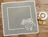 Pasmanteria - Haft krzyżykowy - Zestaw do haftu - Serwetka lniana z makiem - miniaturka - grafika 1
