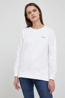 Bluzy damskie - Pepe Jeans bluza bawełniana damska kolor biały gładka - grafika 1