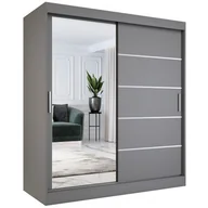Szafy - Antracytowa szafa przesuwna z lustrem 180 cm W7-A37 - miniaturka - grafika 1