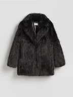 Płaszcze damskie - Reserved - Kurtka z imitacji futra - ciemnobrązowy - miniaturka - grafika 1