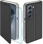 Etui i futerały do telefonów - Etui z klapką do Infinix HOT 50 4G Zamykane Czarne Futerał + Szkło 9H - miniaturka - grafika 1