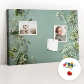 Tablice i flipcharty - Szkolna Tablica korkowa 60x40 cm, Kolorowe Pinezki, wzór Kwiaty delikatne - miniaturka - grafika 1