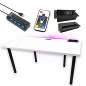 Biurka gamingowe - Biurko Gamingowe Białe Led Gniazdo Usb - miniaturka - grafika 1