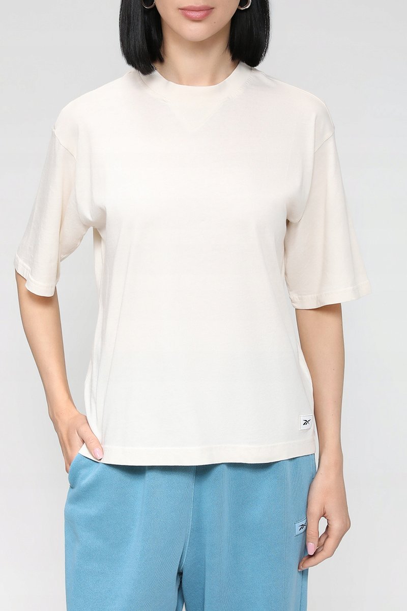 Koszulka Damski REEBOK - CL RBK ND BOXY TEE HH9704 t-shirt KREMOWA