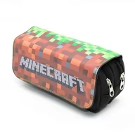 Piórniki - Piórnik szkolny miękki MOTYW MINECRAFT Klapka brązowe piksele - miniaturka - grafika 1
