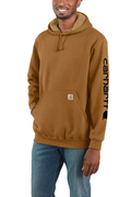 Bluzy sportowe męskie - Bluza męska z kapturem Carhartt Midweight Sleeve Logo Hooded BRN brązowy - miniaturka - grafika 1