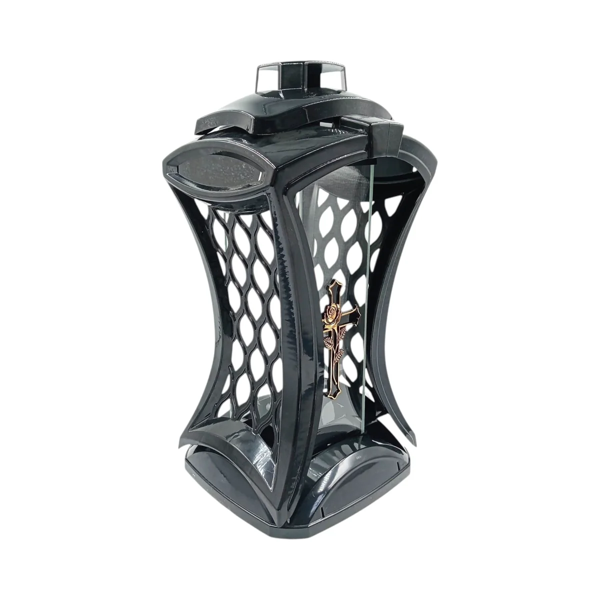 Znicz czarny - krzyż-róża - złoty- pamiętamy - 35 cm - LS19 SYDNEY 4