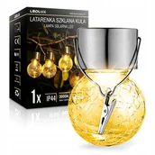 Lampy ogrodowe - Lampka lampa SOLARNA Ogrodowa LED LATARENKA Szklana Kula biała ciepła - miniaturka - grafika 1