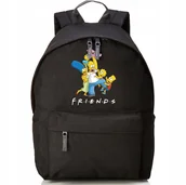 Torebki damskie - PLECAK DO SZKOŁY Czarny Wyprawka Szkolna Młodzieżowy Simpsonowie FRIENDS Wz - miniaturka - grafika 1