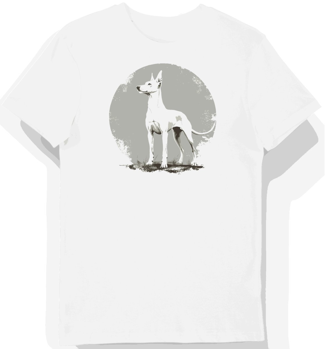 Koszulka męska biała z grafiką eleganckiego charta XL