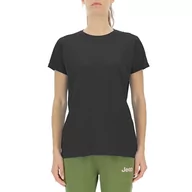 Koszulki i topy damskie - JEEP O102928-B000 Koszulka Damska Oversize - Pionowy nadruk na boku - Rękaw z klapką J23W Damski Black M, Czarny, M - miniaturka - grafika 1