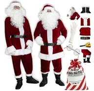 Stroje karnawałowe - Welurowy Strój Mikołaja Burgund Pełny Zestaw Vip - miniaturka - grafika 1