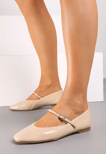 Beżowe Eleganckie Balerinki w Stylu Mary Jane z Klamerką Naivina - Baleriny - miniaturka - grafika 1