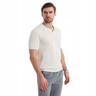 Koszulki męskie - Modna bawełniana koszulka męska polo złamana biel Ombre OM-POSS-0117 V4 XL - miniaturka - grafika 1