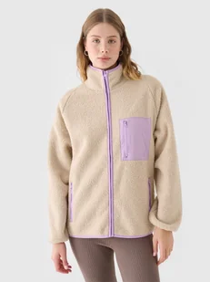 4F Polar sherpa ze stójką damski - beżowy XXL - Bluzy damskie - miniaturka - grafika 1